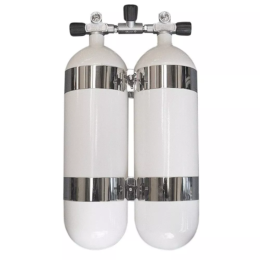 Bi Bouteille 2X10L -300 Bar acier 171mm - Cerclages large