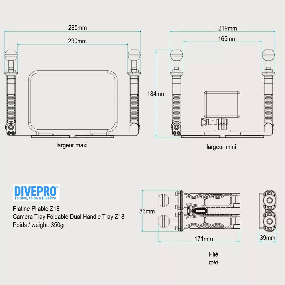 Platine pliable double poignée Divepro Z18